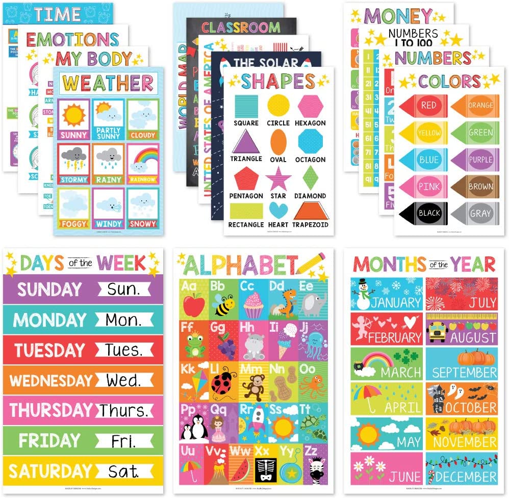 16 Laminated Educational Posters (alphabet, months, numbers & more!)