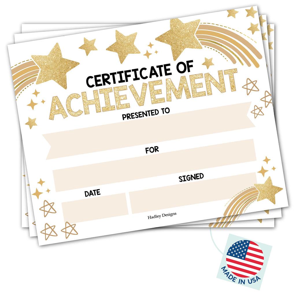 25 Gold Star Certificates of Achievement