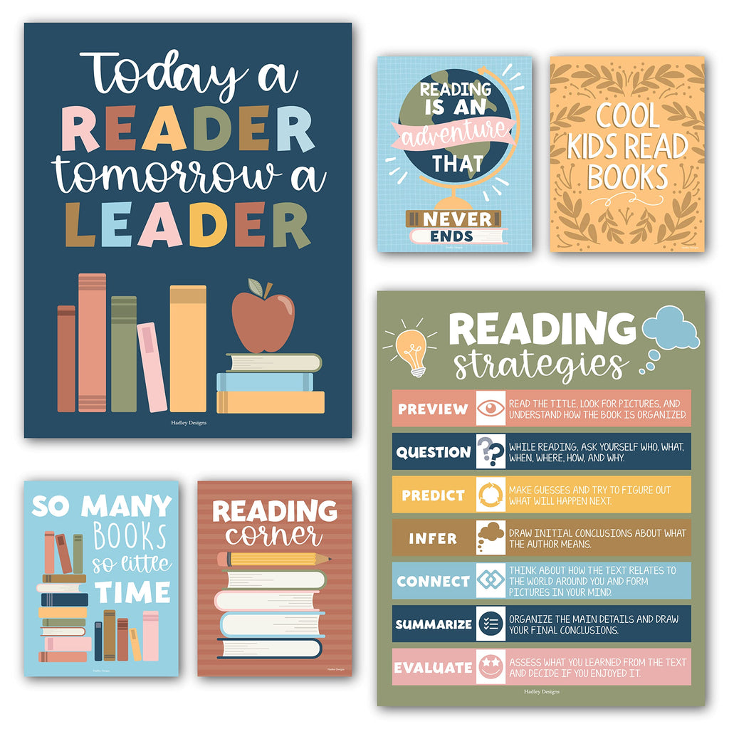 6 Colorful Motivational Reading Posters