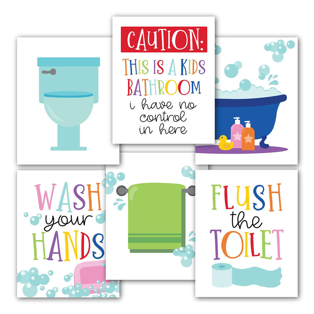 6 Reversible Colorful Bathroom Signs For Kids