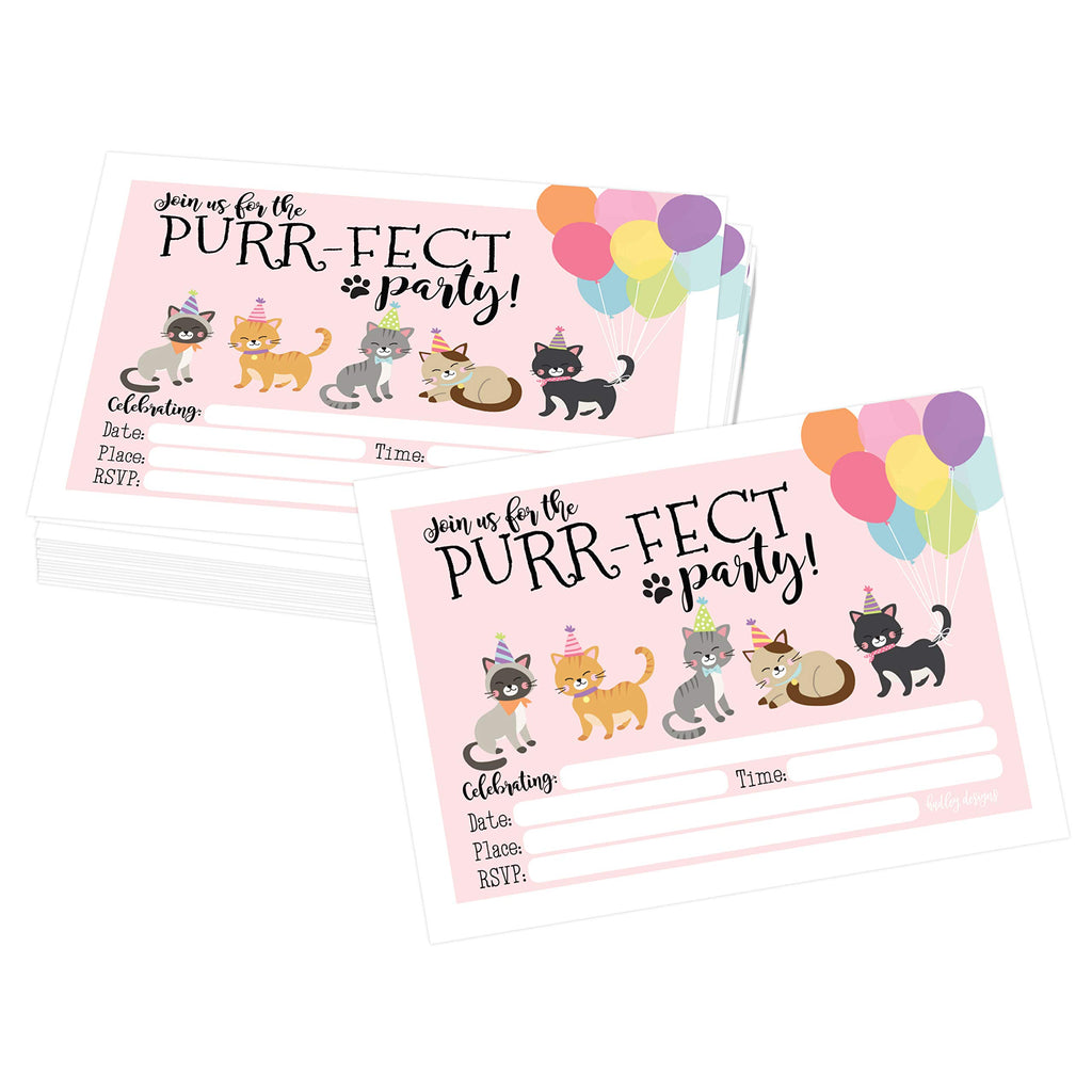 25 Cat Themed Party Invitation Cards