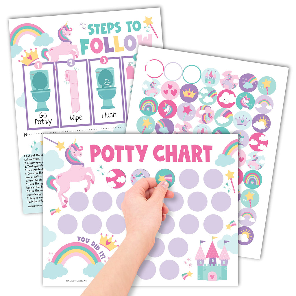 10 Unicorn Potty Training Charts, With Stickers