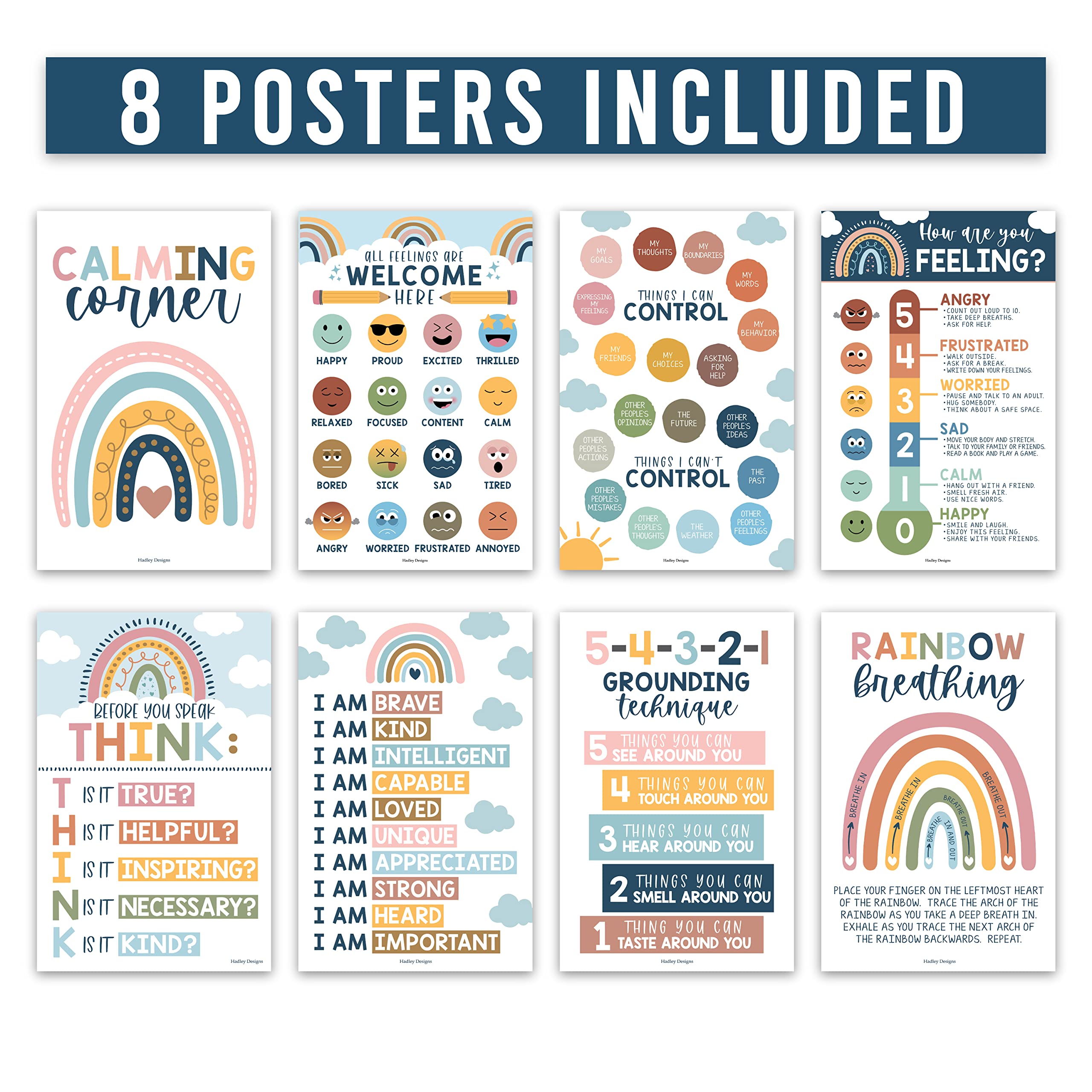 8 Boho Calming Corner Classroom Posters | Hadley Designs