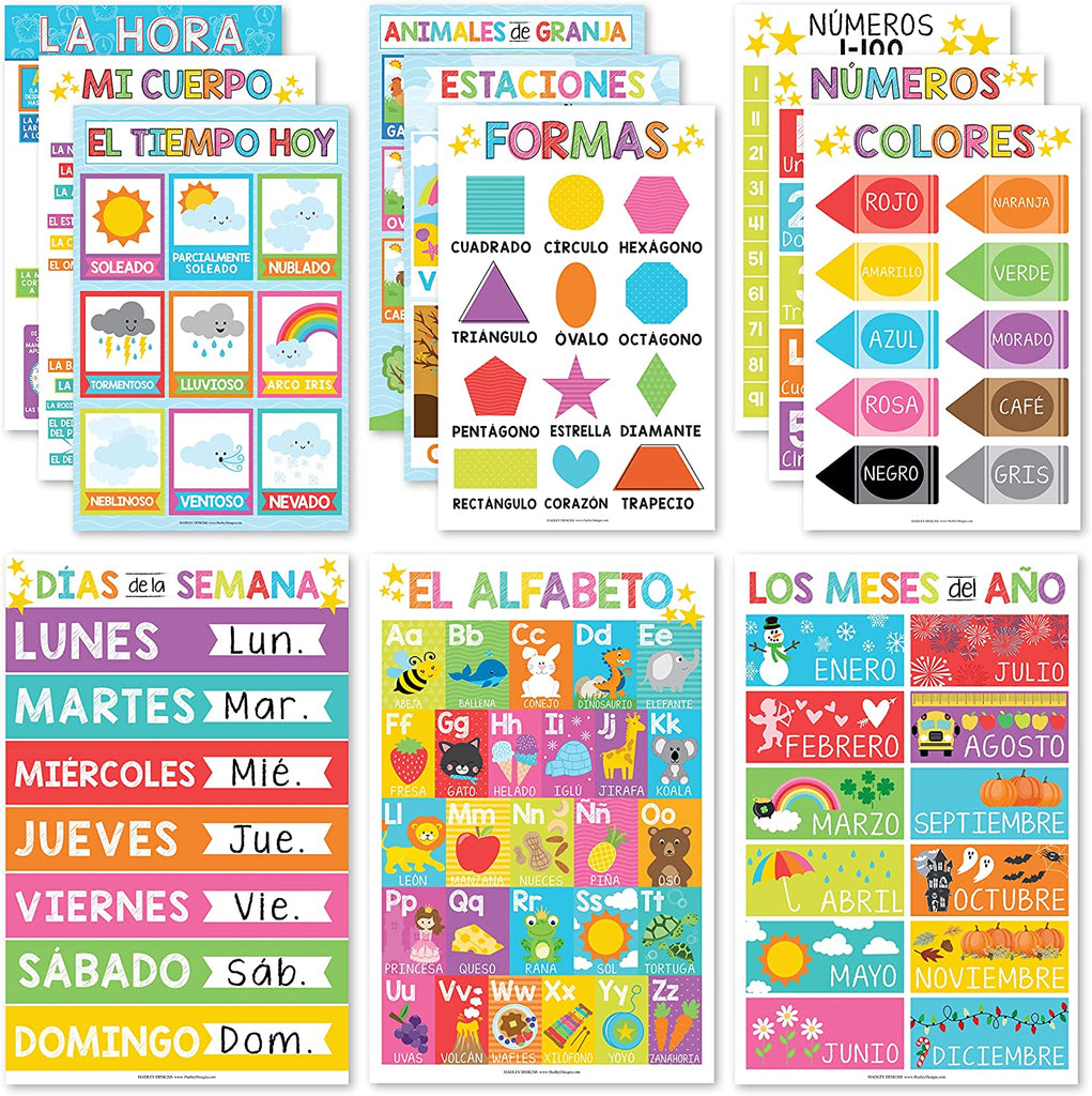 12 Spanish Educational Posters