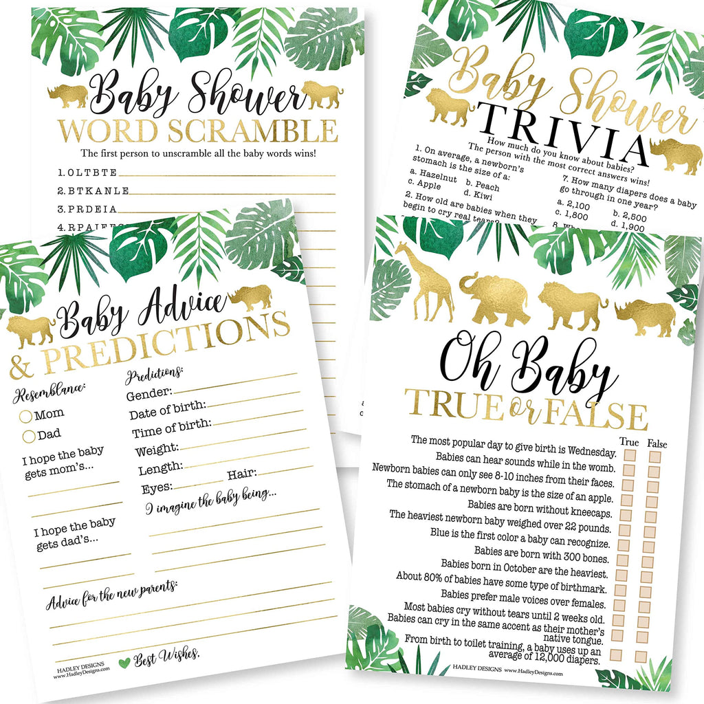 50 Double-Sided Baby Shower Games (Word Scramble & True Or False + Trivia & Baby Advice)