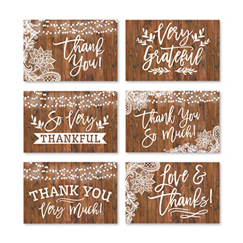 24 Rustic Wood Thank You Cards With Envelopes
