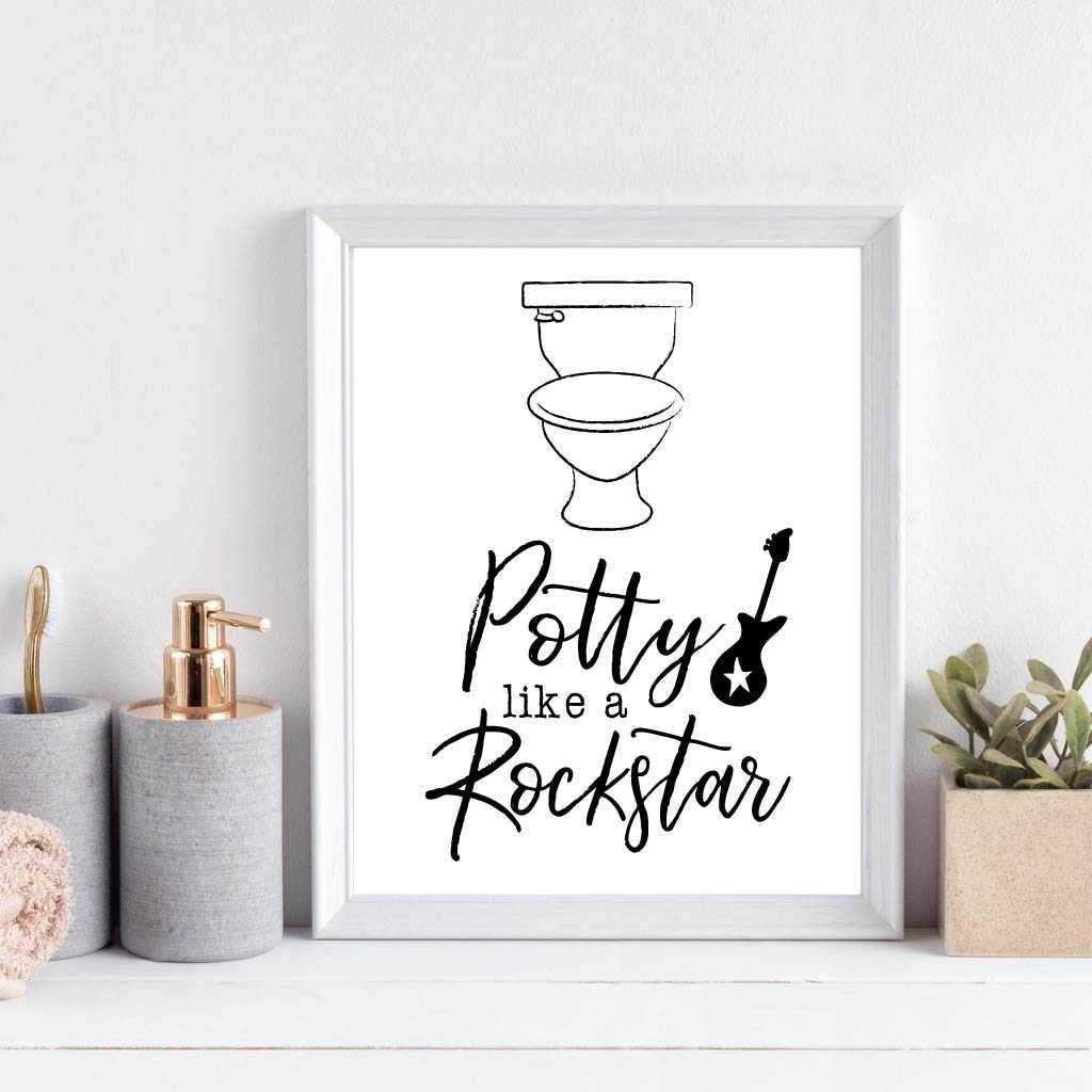 Printable Potty Like a Rockstar Wall Art Template | Hadley Designs